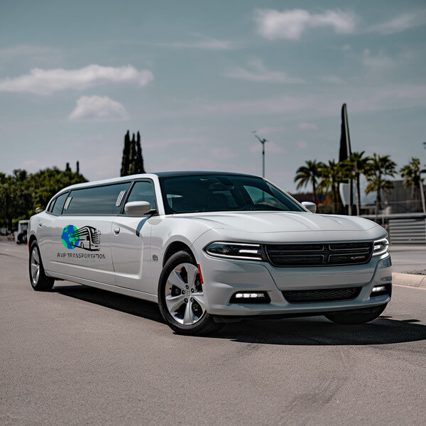 white-dodge-charger-limo exterior